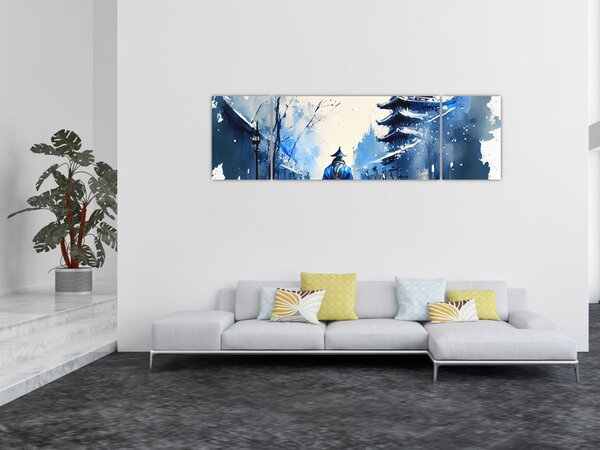 Obraz - Samuraj, akwarela (170x50 cm)
