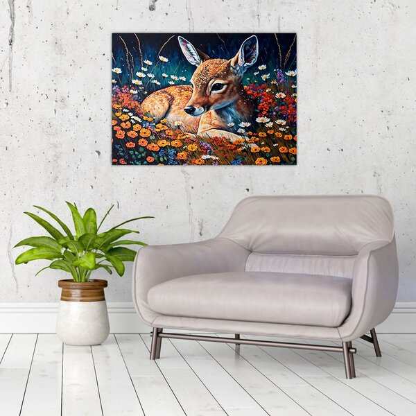 Obraz - Malowany jeleń (70x50 cm)