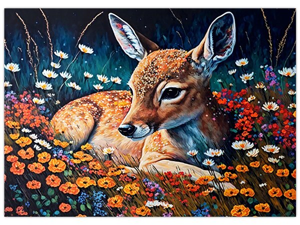 Obraz - Malowany jeleń (70x50 cm)