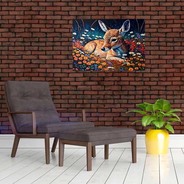 Obraz - Malowany jeleń (70x50 cm)