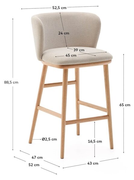 Beżowy hoker (wysokość siedziska 65 cm) Ciselia – Kave Home