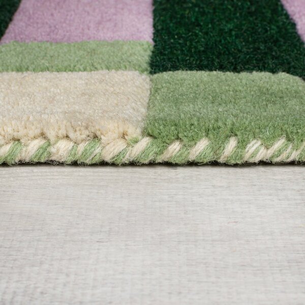 Zielono-fioletowy wełniany dywan tkany ręcznie 160x230 cm Kai Wool Border – Flair Rugs