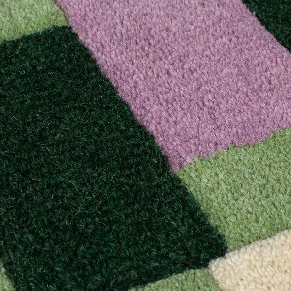 Zielono-fioletowy wełniany dywan tkany ręcznie 160x230 cm Kai Wool Border – Flair Rugs