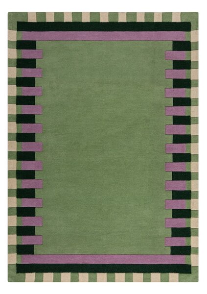 Zielono-fioletowy wełniany dywan tkany ręcznie 160x230 cm Kai Wool Border – Flair Rugs
