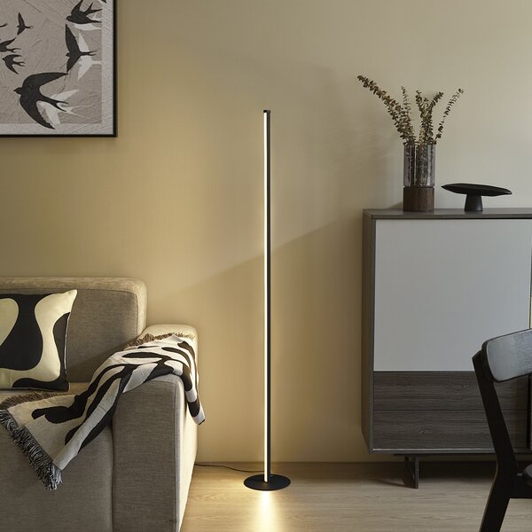Designerska lampa podłogowa czarna z diodą LED i ściemniaczem dotykowym - Clutch