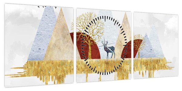 Obraz - Wystrój (z zegarem) (90x30 cm)