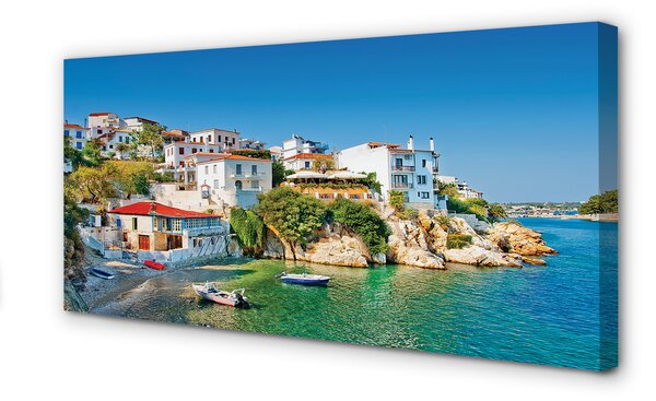 Obraz na płótnie Grecja Wybrzeże budynki morze