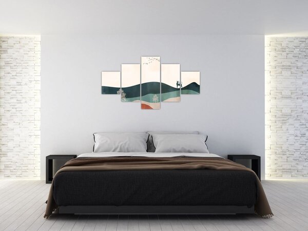 Obraz - Ilustrowany krajobraz (125x70 cm)