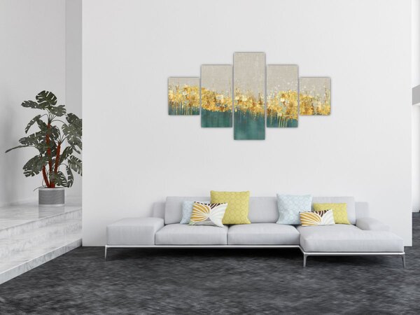 Obraz - Tekstura ze złotą dekoracją (125x70 cm)