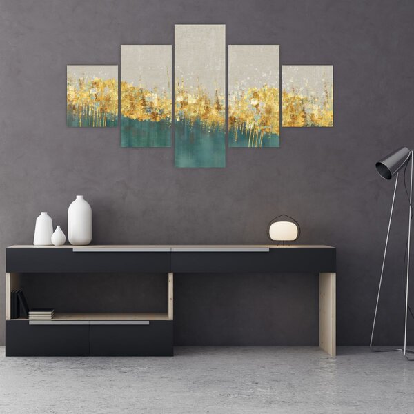 Obraz - Tekstura ze złotą dekoracją (125x70 cm)