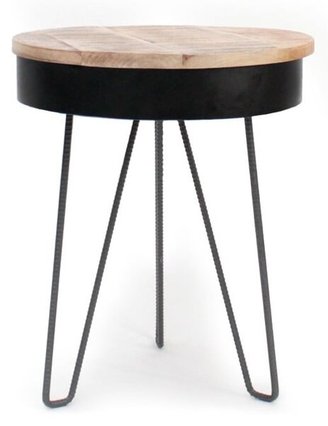 Czarny stolik z drewnianym blatem LABEL51 Saria