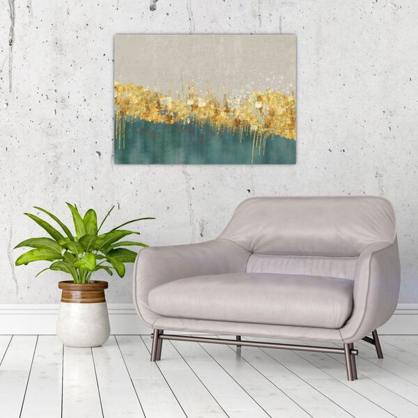 Obraz - Tekstura ze złotą dekoracją (70x50 cm)