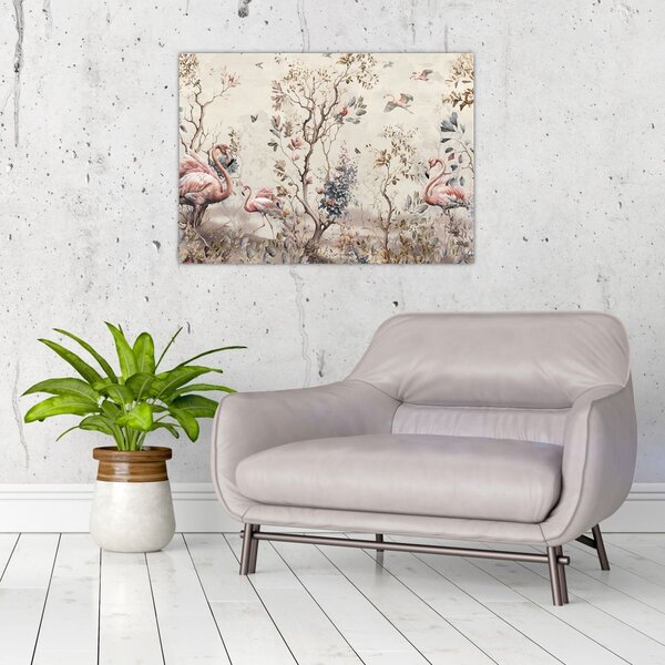 Obraz - Rysunek flamingów (70x50 cm)