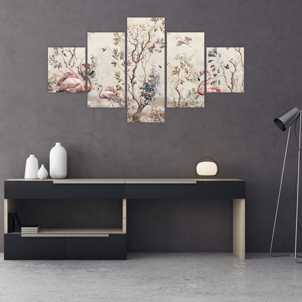 Obraz - Rysunek flamingów (125x70 cm)