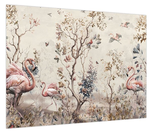 Obraz - Rysunek flamingów (70x50 cm)