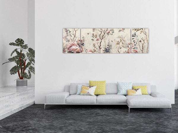 Obraz - Rysunek flamingów (170x50 cm)