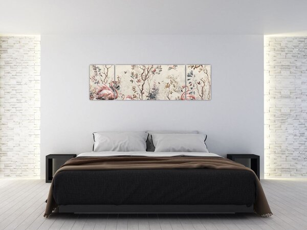 Obraz - Rysunek flamingów (170x50 cm)