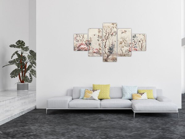 Obraz - Rysunek flamingów (125x70 cm)