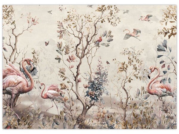 Obraz - Rysunek flamingów (70x50 cm)