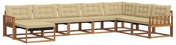 Nowoczesny zestaw sof ogrodowych z litego drewna akacjowego z poduszkami komfortowymi