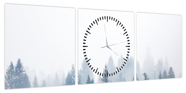Obraz - Mglisty las (z zegarem) (90x30 cm)