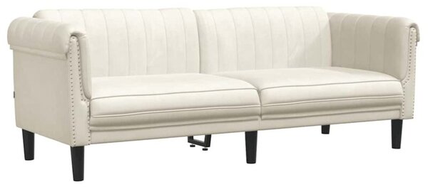 Sofa 3-osobowa, kremowa, tapicerowana aksamitem