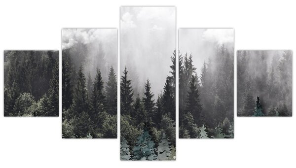 Obraz - Las z ilustrowanymi elementami (125x70 cm)