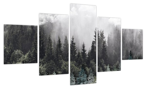 Obraz - Las z ilustrowanymi elementami (125x70 cm)