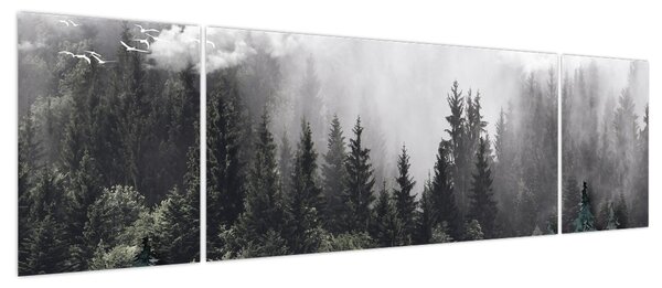 Obraz - Las z ilustrowanymi elementami (170x50 cm)