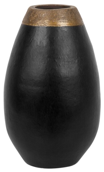 Wazon dekoracyjny czarny minimalistyczny ceramika złoty akcent 32 cm Coria Beliani
