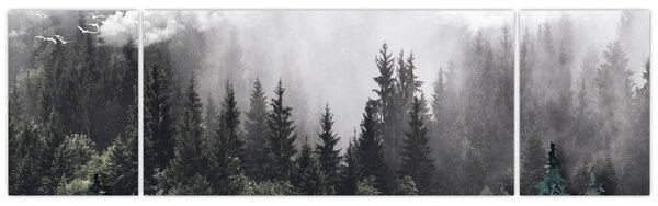 Obraz - Las z ilustrowanymi elementami (170x50 cm)