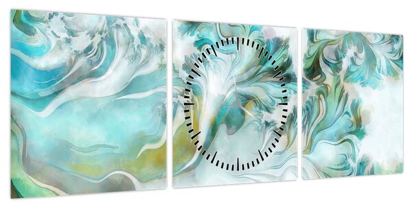 Obraz - Malowanie abstrakcyjnych wzorów (z zegarem) (90x30 cm)