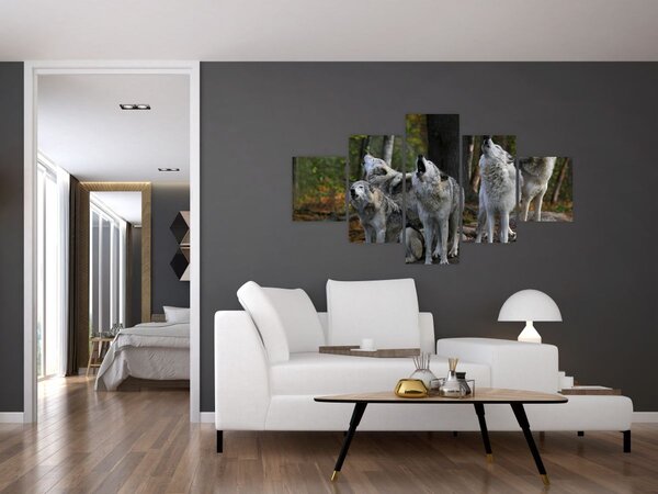Obraz - Wilki na skale (125x70 cm)