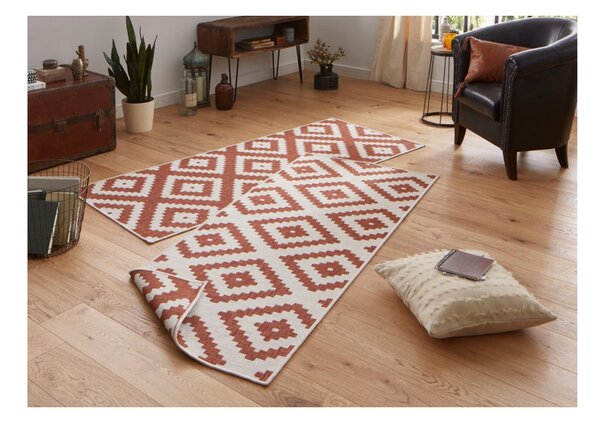 Brązowo-kremowy chodnik odpowiedni na zewnątrz NORTHRUGS Malta, 80x250 cm