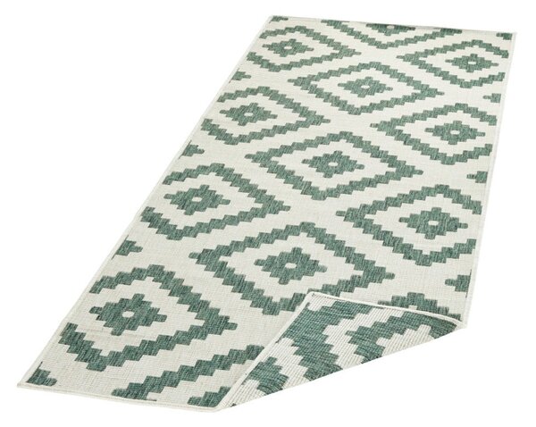 Zielono-kremowy chodnik dwustronny odpowiedni na zewnątrz NORTHRUGS Malta, 80x250 cm