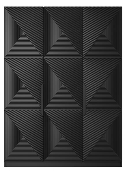 Szafa Asha 150 cm z metalowymi uchwytami - czarny mat / czarne uchwyty