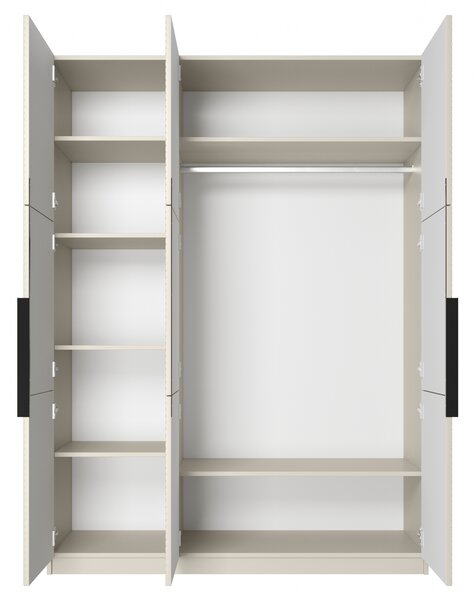 Szafa Asha 150 cm z metalowymi uchwytami - kaszmir / czarne uchwyty