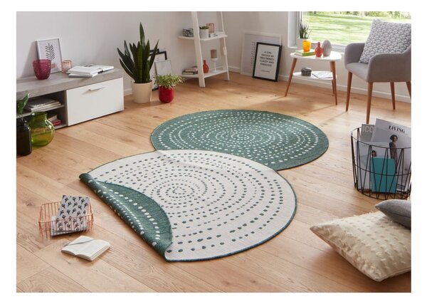 Zielony dwustronny dywan zewnętrzny NORTHRUGS Bali, Ø 140 cm