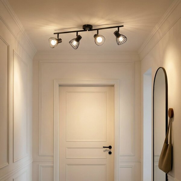 Lampa sufitowa Piena Lindby, możliwość ściemniania, czarny, salon / jadalnia, metal, nowoczesny