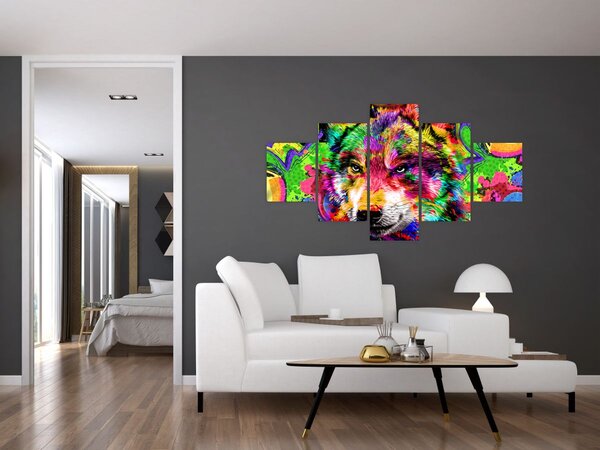 Obraz - Wilk z graffiti (125x70 cm)