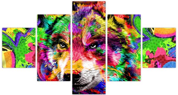 Obraz - Wilk z graffiti (125x70 cm)