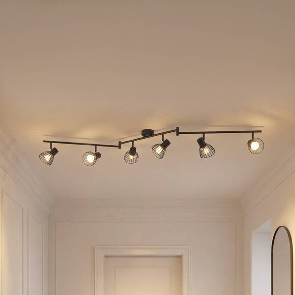 Lampa sufitowa Piena Lindby, możliwość ściemniania, czarny, salon / jadalnia, metal, nowoczesny