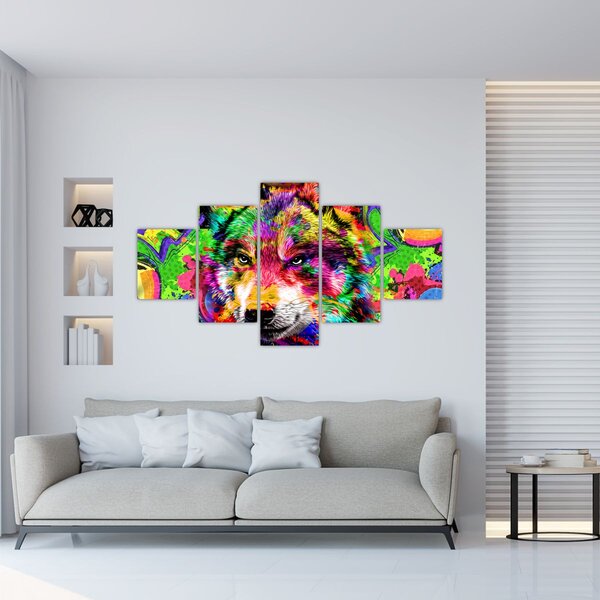 Obraz - Wilk z graffiti (125x70 cm)