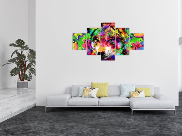Obraz - Wilk z graffiti (125x70 cm)