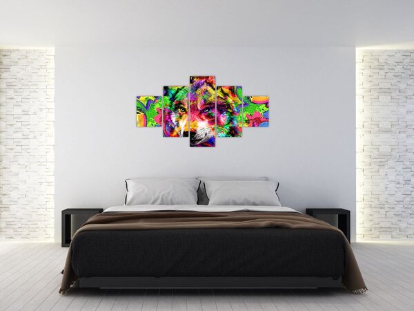 Obraz - Wilk z graffiti (125x70 cm)