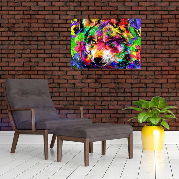 Obraz - Wilk z graffiti (70x50 cm)