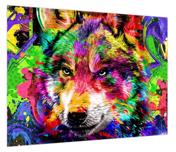 Obraz - Wilk z graffiti (70x50 cm)