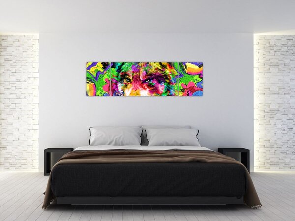 Obraz - Wilk z graffiti (170x50 cm)