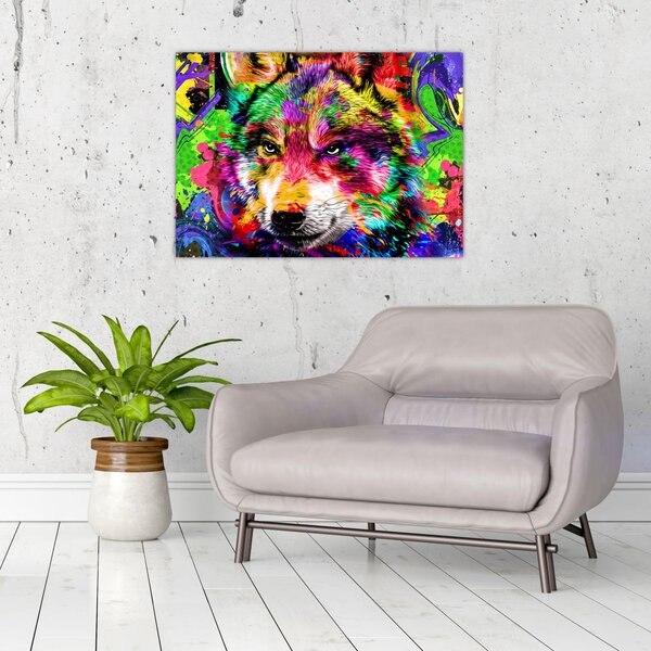 Obraz - Wilk z graffiti (70x50 cm)