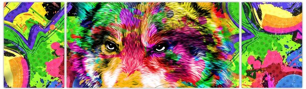 Obraz - Wilk z graffiti (170x50 cm)